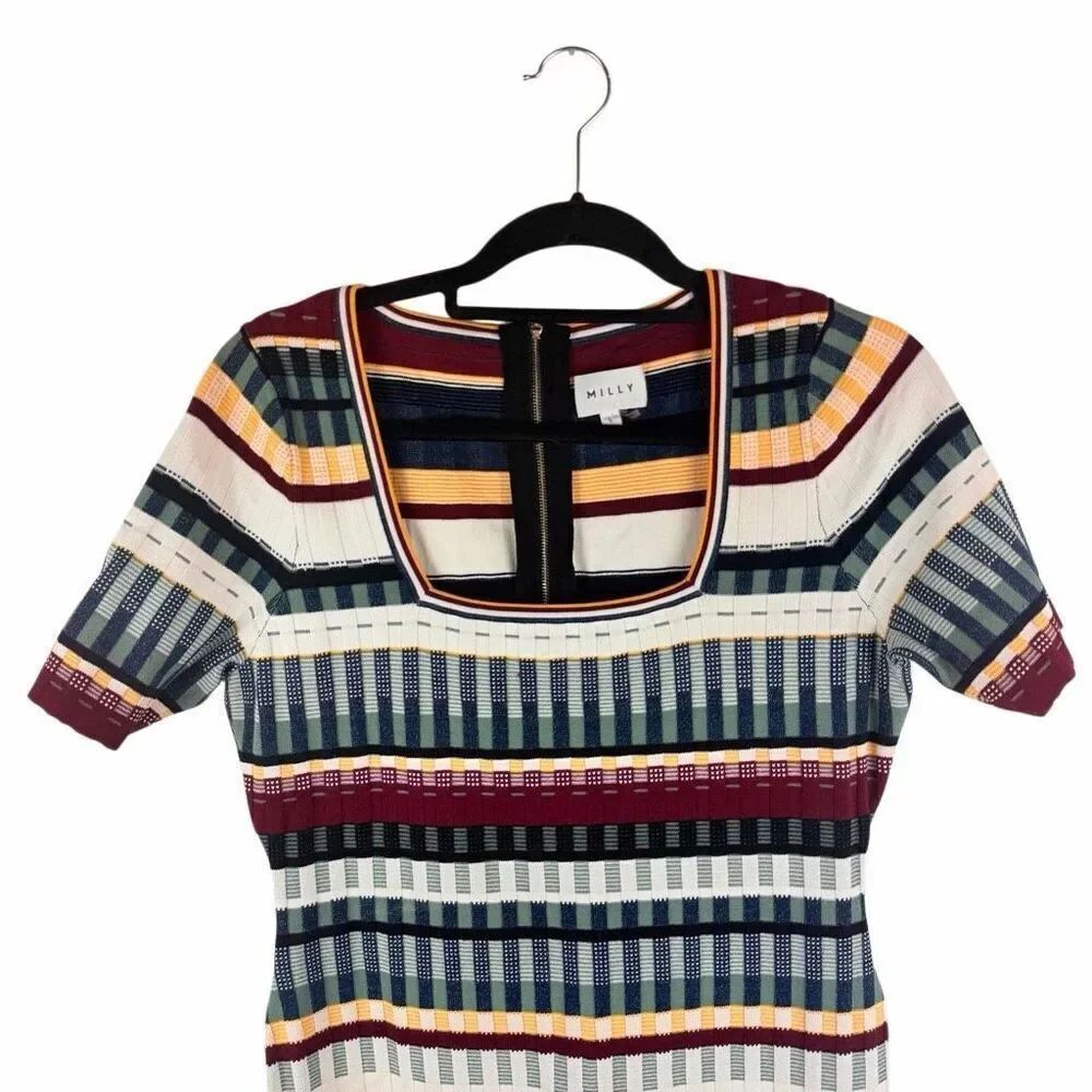 Milly Colorful Striped Body-con Dress- size L